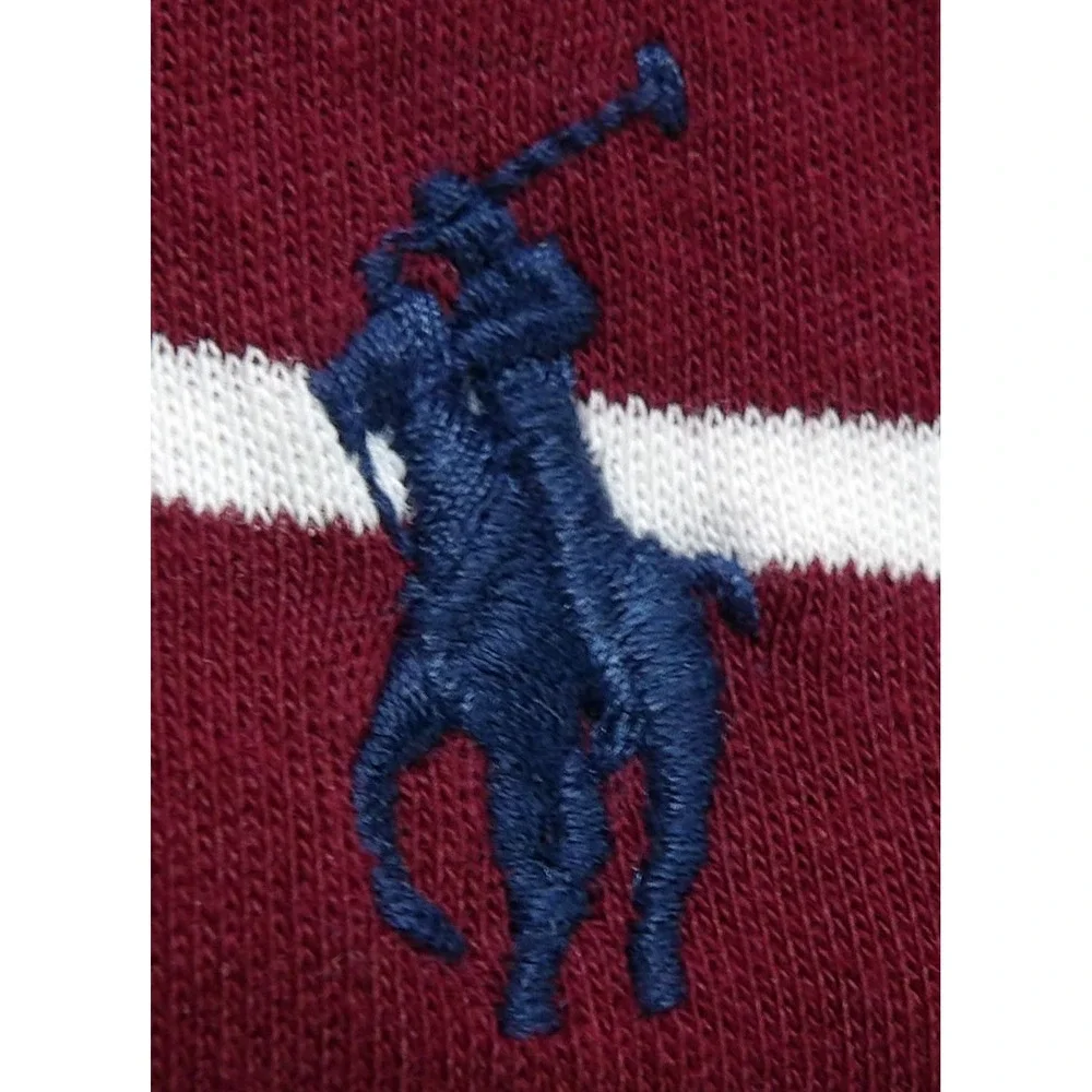Polo Ralph Lauren Classic Fit Shirt Men XL Burgundy Striped Cotton Pony Logo EUC